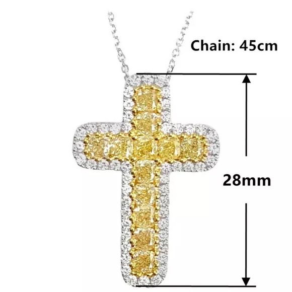 14k white gold Cross necklace diamond 3 CT - Picture 9 of 10